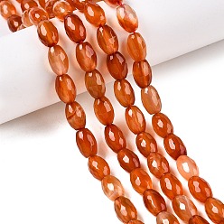 Шоколадный Природный агат бисер нитей, граненые, овальные, окрашенные, цвет шоколада, 10.5~12x7.5~8 мм, отверстие : 1 мм, около 32 шт / нитка, 14.57~15.2'' (37~38 см)