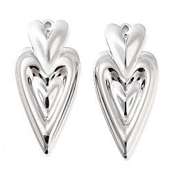 Платинированный Латунные подвески, без кадмия, без никеля и без свинца, сердце прелести, Реальная платина, 30x14x2.2 мм, отверстие : 1.2 мм