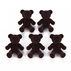 Кокосово-Коричневый Флокированные акриловые кнопки с хвостовиком, медведь, кокосового коричневый, 38~39x29.5x15 мм, отверстие : 3 мм
