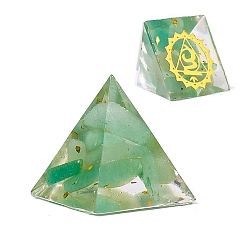 Зеленый Авантюрин Чакра ювелирные изделия йога, оргонитовая пирамида, фигурки из смолы, с натуральными зелеными кусочками авантюрина внутри статуй для украшения домашнего офиса, 20 мм