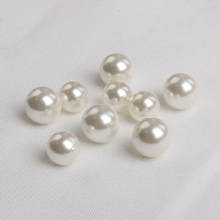 Seashell Color Shell Pearl Beads, Round, Half Drilled, Seashell Color, 6mm