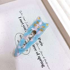 Темно-Голубой Заколки для волос из кожи аллигатора в форме кошки из ацетата целлюлозы (смола), аксессуары для волос для девочек женщин, глубокое синее небо, 73 мм