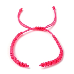 Ярко-Розовый Плетеные шнур нейлона для поделок браслет решений, ярко-розовый, 145~155x5x2 мм, отверстие : 2~4 мм