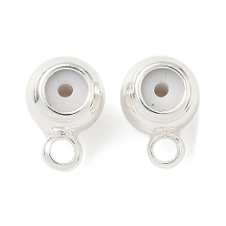 Посеребрённый Поручни из латунной трубки, с резиновой заглушкой, круглые, стойки покрытие, без никеля , 925 серебро покрытием, 8.5x6x4.5 мм, отверстие : 1.8 мм