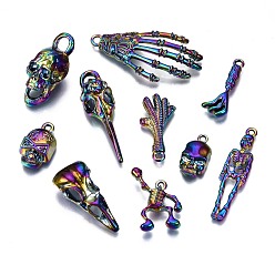 Rainbow Color Подвески из сплава цвета радуги, без кадмия, без никеля и без свинца, череп, 29.5x12x16.5 мм, отверстие : 4.5 мм, 10 шт / комплект