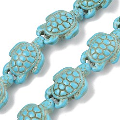 Turtle Нити из резных бусин из искусственной бирюзы, окрашенной в морской цвет, глубокое синее небо, черепаха, 23~24x18~19x9~10 мм, отверстие : 1.6 мм, около 17 шт / нитка, 13.90'' (35.3~14.17 см)