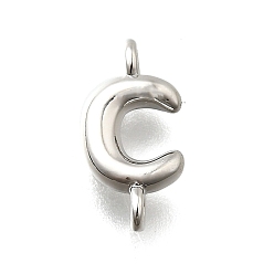 Letter C Подвески из латуни, без свинца и без кадмия, долговечный, стойки покрытие, платина, буква С, 12.5x6x2.5 мм, отверстие : 1.2 мм