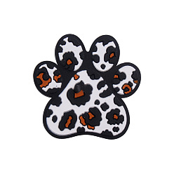 Белый Экологически чистые силиконовые фокальные бусины с принтом лапы пищевого качества, белые, 30x28 мм