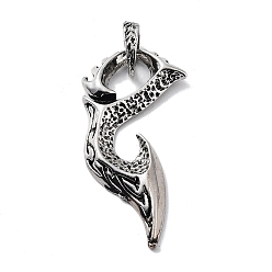 Antik Silber Farbe Tibetischer stil Aluminium Anhänger & Charms, Antik Silber Farbe, 44.5x21x3.5 mm, Bohrung: 8.5x5.5 mm