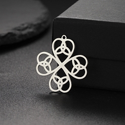 Нержавеющая Сталь Цвет Подвески из нержавеющей стали, не тускнеющие, клевер, цвет нержавеющей стали, 24x23 мм