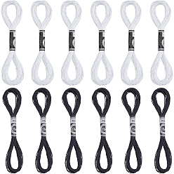 Черный 20 мотки 2 цвета 12 мулине для вышивания из металлизированного полиэстера, блестящие нитки для вышивки крестиком для рукоделия, ручная вышивка, чёрные, 0.8 мм, около 8.75 ярдов (8 м) / моток, 10 мотки/цвет