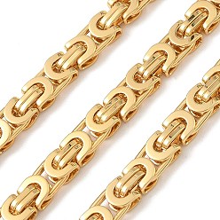 Golden 201 Stainless Steel Byzantine Chains, Unwelded, Golden, 7x4mm