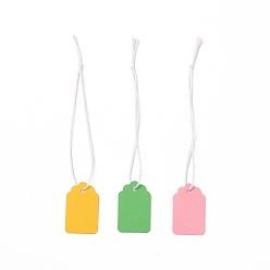 Mixed Color Paper Tags, with Cotton Wire, Blank Price Tag, Rectangle, Mixed Color, 13.5cm, 500pcs/bag
