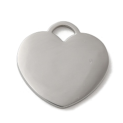 Нержавеющая Сталь Цвет Не тускнеющие 304 подвески из нержавеющей стали, пустая бирка с зеркальной полировкой, шарма сердца, цвет нержавеющей стали, 19x20x1.5 мм, отверстие : 5x3.5 мм