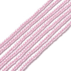 Pink Бусины из кубического циркония, круглые, розовые, 2~2.5 мм, отверстие : 0.6 мм, около 193 шт / нитка, 14.57~15.08 дюйм (37~38.3 см)