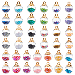 (52) Непрозрачная лаванда 114 шт 19 цвета прозрачные стеклянные подвески, круглые, с акриловым и полиэтиленовым пластиком, разноцветные, 22x16 мм, отверстие : 2.5 мм, 6 шт / цвет