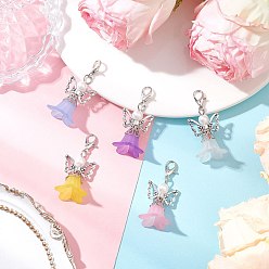 Античное Серебро 5шт 5цвета стеклянные жемчужные бусины и акриловые подвески украшения, с карабин-лобстерами , ангел, античное серебро, 41 мм, 1 шт / цвет