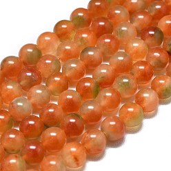 Темно-Оранжевый Натуральный Malaysia нефритовые бусы пряди, окрашенная и подогревом, круглые, темно-оранжевый, 11.5~12.5 мм, отверстие : 1.2 мм, около 35 шт / нитка, 14.96 дюйм (38 см)