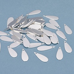 925 Sterling Silver Plated Brass Charms, Teardrop, 925 Sterling Silver Plated, 19x7x1mm, Hole: 1.2mm