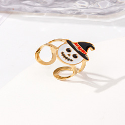 Ghost 304 манжеты из нержавеющей стали с эмалированными кольцами для женщин, золотые, призрак, 17x14 мм, регулируемый