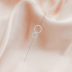 Ring Латунные горный хрусталь серьги манжеты, платина, кольцо, 8 мм