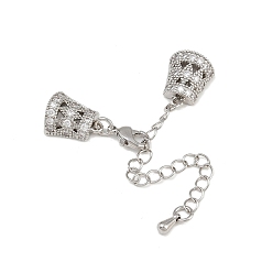 Платина Латунные микрофибриллы с концами из кубического циркония и цепочкой, платина, 39 мм