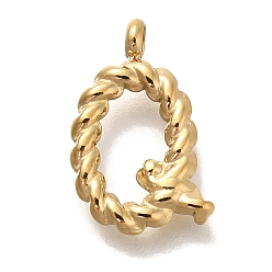 Letter Q Вакуумное покрытие pvd 304 подвески из нержавеющей стали, реальный 18 k позолоченный, буквенное очарование, Буква Q, 15x10x3 мм, отверстие : 1.8 мм