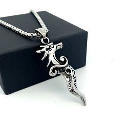 Нержавеющая Сталь Цвет Мода 304 панк-подвеска в виде головы дракона из нержавеющей стали для мужчин, не тускнеет, цвет нержавеющей стали, 23.62 дюйм (60 см)