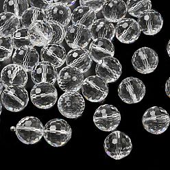 Прозрачный К 9 стекло, имитация Австрийские кристаллические шарики, класс AAA, граненый (128 граней), круглые, прозрачные, 10 мм, отверстие : 0.9~1 мм