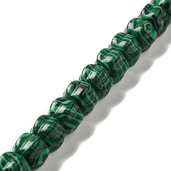Malachite Perles synthétiques malachite brins, citrouille, 10x14x12.5mm, Trou: 1mm, Environ 20 pcs/chapelet, 7.72''~7.76'' (19.6~19.7 cm)