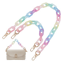 Разноцветный 2шт. акриловые ручки для сумок, с застежкой железа, для замены ремней для мешков, золотой свет, красочный, 32~66x2.3 см, 1 шт / размер