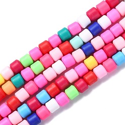 Colorful Handmade Polymer Clay Bead Strands, Column, Colorful, 6.5x6mm, Hole: 1.2mm, about 61pcs/strand, 15.75 inch(40cm)
