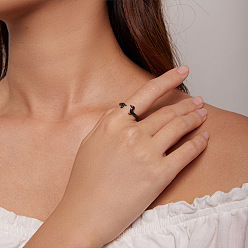 Черный Колбаса собака 925 регулируемые манжеты из стерлингового серебра для женщин, чёрные, сосиска: 2мм, внутренний диаметр: регулируемый