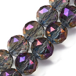 Лиловый Гальванические стеклянные бусины, с полным покрытием цвета радуги, граненые, круглые, сирень, 15.5 мм, отверстие : 2 мм, около 15 шт / нитка, 8.6 дюйм (22 см)