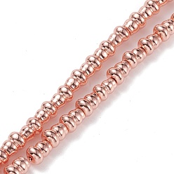 Гальванический Розовый Золотой Немагнитные синтетический гематит бисер пряди, гальваническое покрытие (сохранение цвета 1 год), Горлянка, покрытием из розового золота, 8.5x6.5~7 мм, отверстие : 1.2 мм, около 50 шт / нитка, 16.77 дюйм (42.6 см)