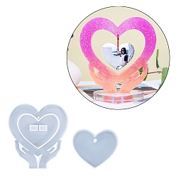 Сердце Рамка для фотографий, украшение для дисплея, силиконовые формы для кабошонов своими руками, формы для литья смолы, для уф-смолы, изготовление изделий из эпоксидной смолы, сердце, 59~177x72~167x16 мм, отверстие : 4.8 мм