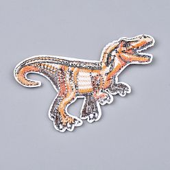 Orange Computerized Embroidery Cloth Iron on/Sew on Patches, Costume Accessories, Dinosaur, Orange, 80x89x2mm