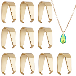 Real 18K Gold Plated 200Pcs 201 Stainless Steel Snap on Bails, Real 18K Gold Plated, 7x5x3mm, Pin: 0.5mm