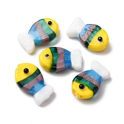 Желтый Бусины лэмпворк , рыба, желтые, 20~21x12~13x7.5~9.5 мм, отверстие : 1.5~1.6x1.5~2.5 мм