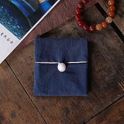 Прусский Синий Сумки из мешковины с пуговицами, для упаковки ювелирных изделий, прямоугольные, берлинская лазурь, 9.3x8.5x0.8~1.45 см