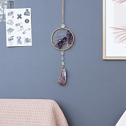 Аметист Натуральный аметистовый колокольчик, со стеклянными бусинами, 360 мм