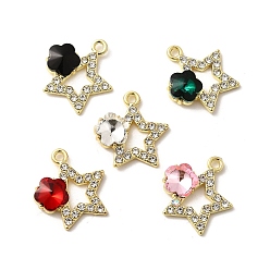 Золотой Подвески из сплава , с горным хрусталем и стеклом, без свинца, без кадмии и без никеля, стойки покрытие, звезда, разноцветные, золотые, 18.5x17.5x5 мм, отверстие : 1.8 мм