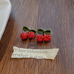 Cherry 925 Silver Silver Earrings for Women, Cherry, 26x13mm