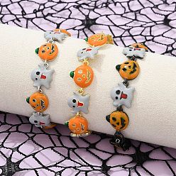 (52) Непрозрачная лаванда Браслеты из латуни и эмали для женщин на Хэллоуин, тыква, без кадмия и без свинца, стойки покрытие, разноцветные, 7-1/2 дюйм (19 см)