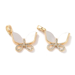 Настоящее золото 18K Латунные микропаве прозрачные подвески с фианитом, без кадмия, без никеля и без свинца, с оболочкой, двойная бабочка, реальный 18 k позолоченный, 16.5x21x3.5 мм, отверстие : 4.5x2.5 мм
