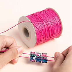 Deep Pink Waxed Polyester Cord, Bead Cord, Deep Pink, 0.5mm, about 169.51~174.98 Yards(155~160m)/Roll