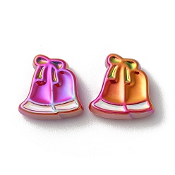 Christmas Bell Uv акриловые покрытия бусины, с эмалью, радужный, тема рождественских украшений, Рождественский колокольчик, 21x21x8.5 мм, отверстие : 3.5 мм