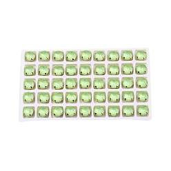 Перидот Aurora(jm) пришиваем горный хрусталь, граненый стеклянный горный хрусталь, многожильных ссылки, с латунной оправой золотистого цвета, плоско-круглые, перидот, 10x6.5 мм, отверстие : 1 мм