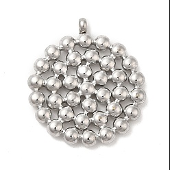 Stainless Steel Color Non-Tarnish 304 Stainless Steel Pendants, Flat Round Charm, Stainless Steel Color, 23.5x21x2.5mm, Hole: 1.5mm