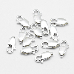 Серебро 925 стерлингового серебра застежкой омар коготь, прямоугольные, серебряные, 10x5x2 мм, отверстие : 1 мм